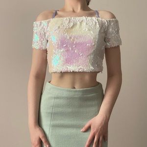 FOREVER 21 SEQUIN CROP TOP